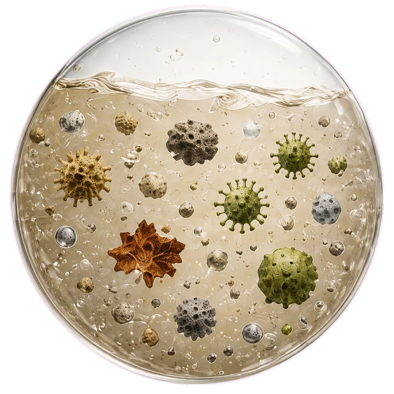 Unfiltered tap water carrying visible contaminants